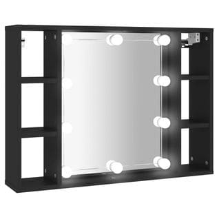 Miroir Avec LED Noir 76x15x55 Cm