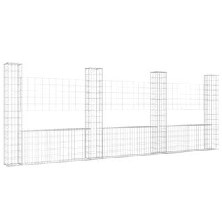 Panier De Gabion En Forme De U Avec 4 Poteaux Fer 380x20x150 Cm