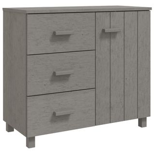 Buffet Hamar Gris Clair 90x40x80 Cm Bois Massif De Pin