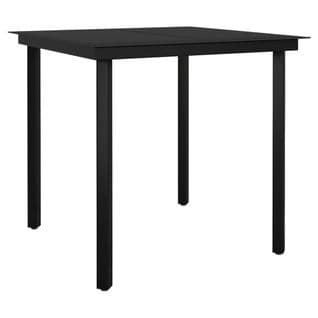 Table De Jardin Noir 80x80x74 Cm Acier Et Verre