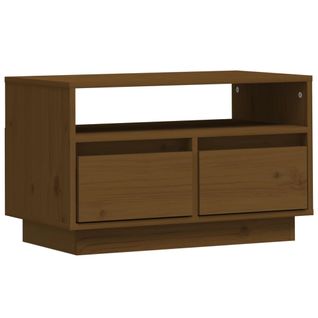 Meuble TV Marron Miel 60x35x37 Cm Bois De Pin Massif