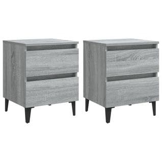 Tables De Chevet Pieds En Métal 2 PCs Sonoma Gris 40x35x50 Cm