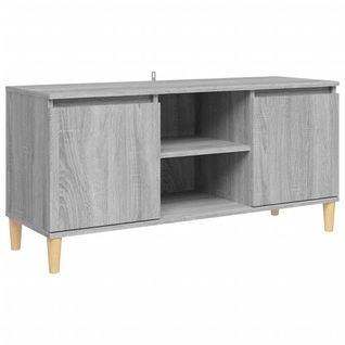 Meuble TV Avec Pieds En Bois Solide Sonoma Gris 103,5x35x50 Cm