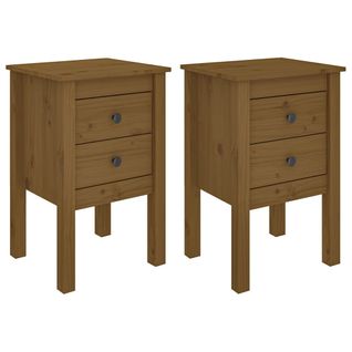 Tables De Chevet 2 PCs Marron Miel 40x35x61,5 Cm Pin Solide