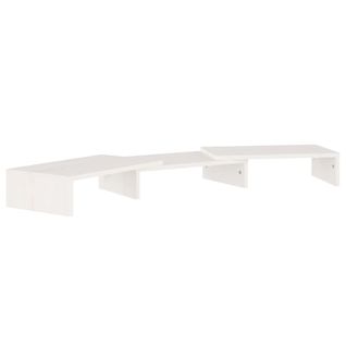 Support De Moniteur Blanc 80x24x10,5 Cm Bois De Pin Solide