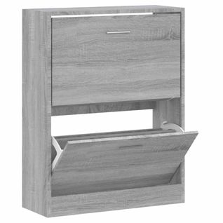 Armoire à Chaussures Sonoma Gris 63x24x81 Cm Bois Contreplaqué