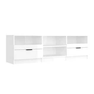 Meuble TV Blanc Brillant 150x33,5x45 Cm Bois Contreplaqué