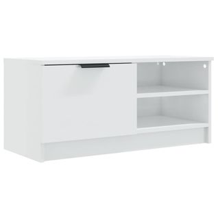 Meuble TV Blanc Brillant 80x35x36,5 Cm Bois Contreplaqué