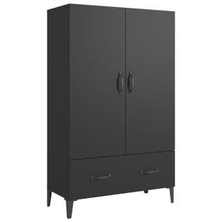 Buffet Haut Noir 70x31x115 Cm Bois Contreplaqué