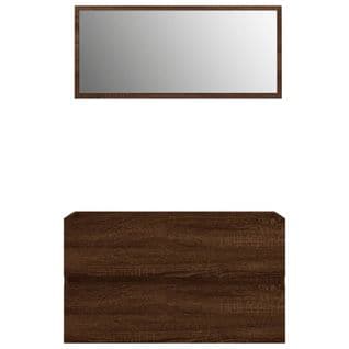 Meuble Sous-Vasque De Salle De Bain 2 Chêne Marron + Miroir