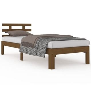 Cadre De Lit Marron Miel Bois Massif 75x190 Cm Petit Simple