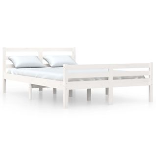 Cadre De Lit Blanc Bois Massif 140x190 Cm