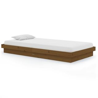 Cadre De Lit Marron Miel Bois Massif 100x200 Cm