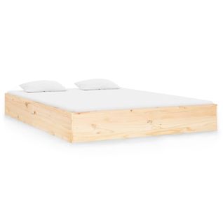 Cadre De Lit Bois Massif 135x190 Cm Double