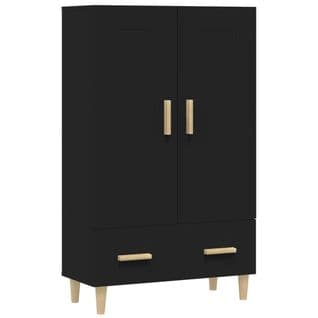 Buffet Haut Noir 70x31x115 Cm Bois Contreplaqué