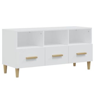 Meuble TV Blanc 102x36x50 Cm Bois Contreplaqué