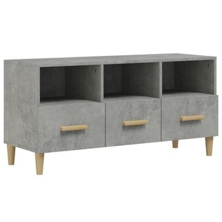 Meuble TV Gris Béton 102x36x50 Cm Bois Contreplaqué