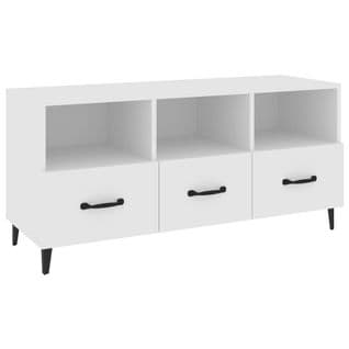 Meuble TV Blanc 102x35x50 Cm Bois Contreplaqué