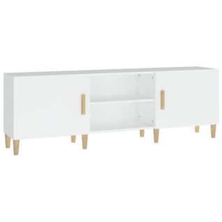 Meuble TV Blanc 150x30x50 Cm Bois Contreplaqué