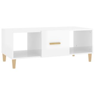 Table Basse Blanc Brillant 102x50x40 Cm Bois Contreplaqué