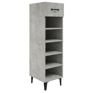 Armoire à Chaussures Gris Béton 30x35x105 Cm Bois Contreplaqué