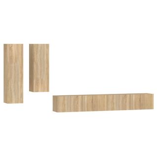 Ensemble De Meubles TV 4 PCs Chêne Sonoma Bois D'ingénierie