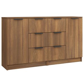 Buffets 2 Pièces Chêne Marron 60x30x70 Cm Bois Contreplaqué