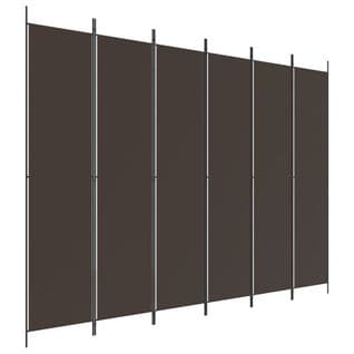 Paravent 6 Panneaux Marron 300x220 Cm Tissu