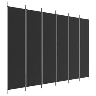 Paravent 6 Panneaux Noir 300x220 Cm Tissu