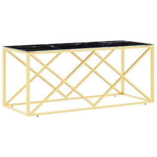 Table Basse 110x45x45 Cm Acier Inoxydable Et Verre