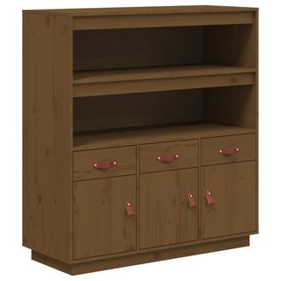 Buffet Haut Marron Miel 100x40x108,5 Cm Bois Massif De Pin