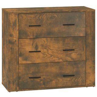 Commode Chêne Fumé 80x33x70 Cm Bois D'ingénierie