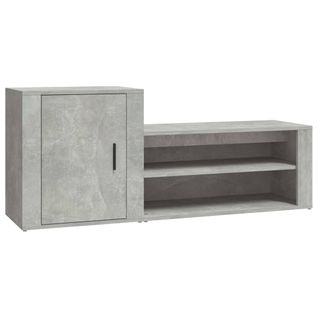 Armoire à Chaussures Gris Béton 130x35x54 Cm Bois Contreplaqué