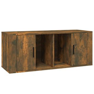 Meuble TV Chêne Fumé 100x35x40 Cm Bois Contreplaqué