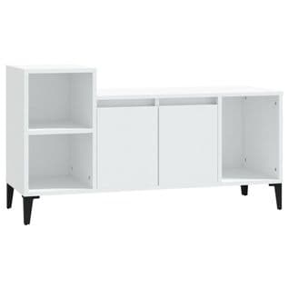 Meuble TV Blanc 100x35x55 Cm Bois Contreplaqué