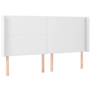 Tête De Lit Avec Oreilles Blanc 183x16x118/128 Cm Similicuir