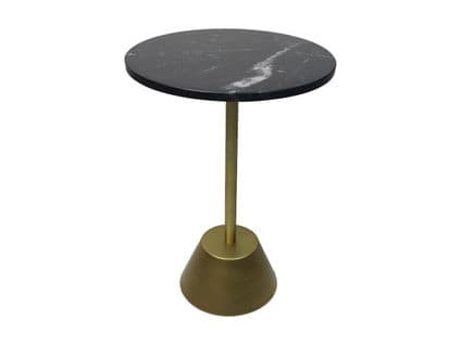 Table D'appoint Ronde - Ø40x55 - Noir/doré - Marbre/métal