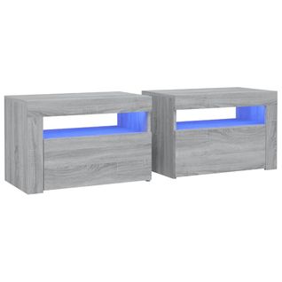 Tables De Chevet 2 Pièces Avec LED Sonoma Gris 60x35x40 Cm