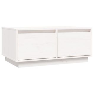 Table Basse Blanc 80x50x35 Cm Bois Massif De Pin