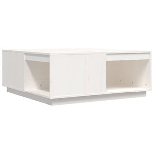 Table Basse Blanc 100x101x40,5 Cm Bois Massif De Pin