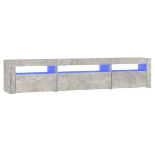 Meuble TV Avec Lumières LED Gris Béton 195x35x40 Cm