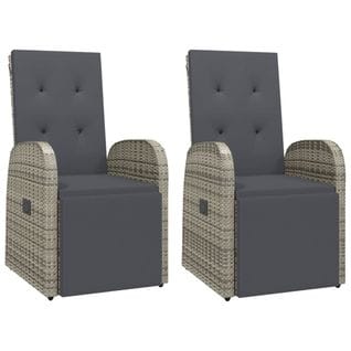 Chaises De Jardin Inclinables Coussins 2pcs Gris Résine Tressée