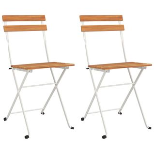 Chaises De Bistrot Pliantes Lot De 2 Bois D'acacia Solide Acier