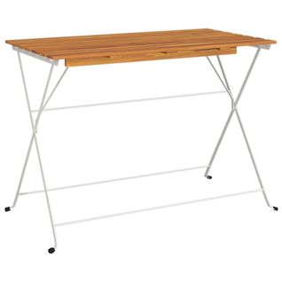 Table De Bistro Pliante 100x54x71cm Bois Acacia Solide Et Acier
