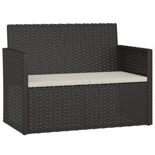 Banc De Jardin Avec Coussins Noir 105 Cm Résine Tressée