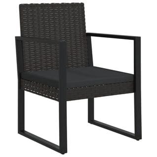 Fauteuil De Jardin Avec Coussin Noir Résine Tressée