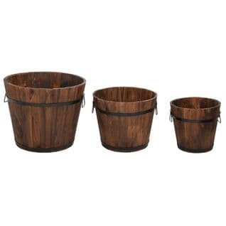 Ensemble De Jardinière Godet 3 PCs Bois Massif De Sapin