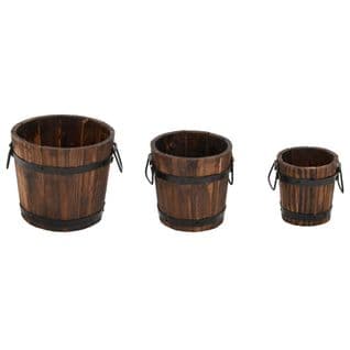 Ensemble De Jardinière Godet 3 PCs Bois Massif De Sapin