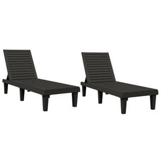 Chaises Longues 2 PCs Noir 155x58x83 Cm Polypropylène