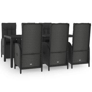 Ensemble à Manger De Jardin Coussins 7pcs Noir Résine Tressée